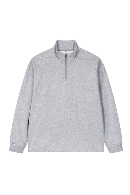 Women's Summer 450g Half Zip Raw Edge StandCollar Sweatshirt
