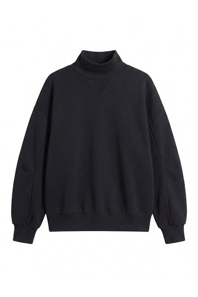 Unisex Fall Clothing Fleece Loose Mock Neck Sweatshirt