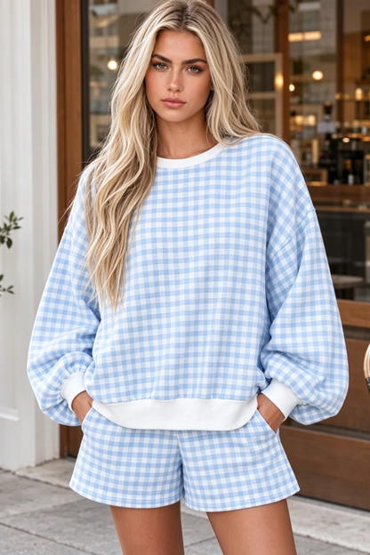 Women's Plaid Multi Pocket Fall Casual 2 Piece Set