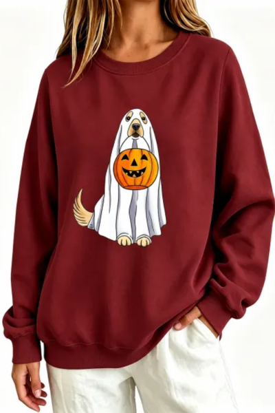 Women Fall Clothing Halloween Ghost Dog Pumpkin Sweatshirt