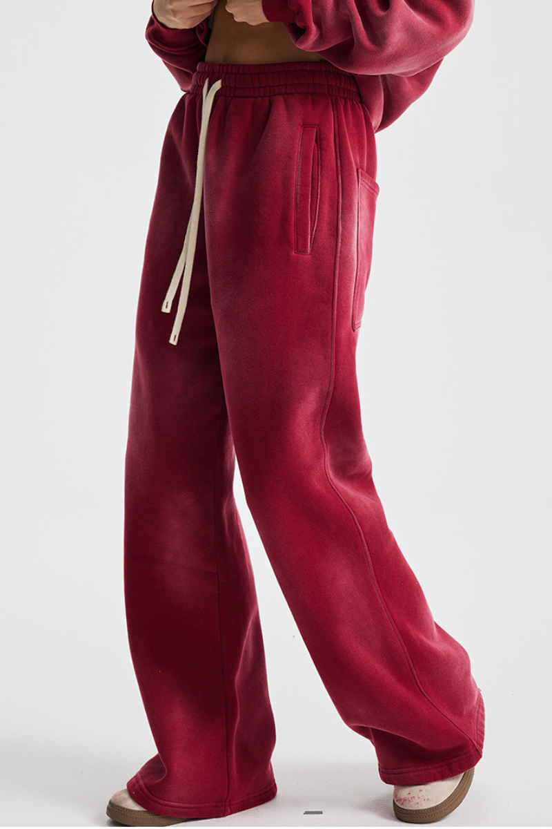 Men's Streetwear Washed Distressed Fleece-Lined  Pants