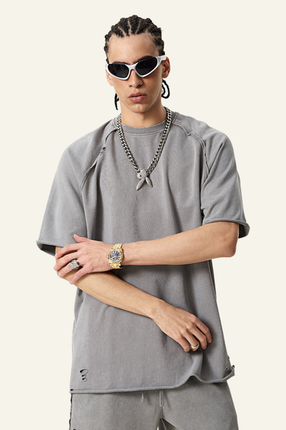 Men's Washed Wax-Dyed Cotton T-shirt.