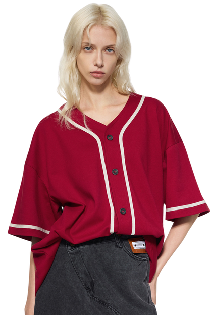 Women's Summer 270g Old Money Button Front Loose Tee