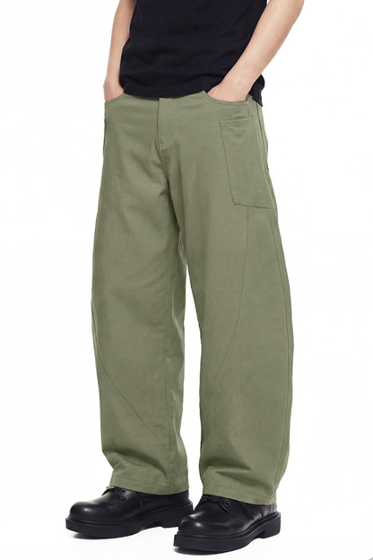 Unisex 240g Woven Multi-Pocket Wide Curved Cargo Pants