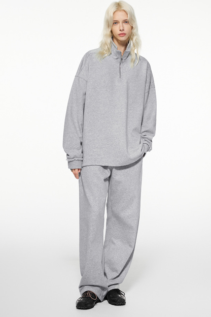 Women's Summer 450g Half Zip Raw Edge Stand Collar Set