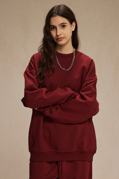 Women's Streetwear Relaxed Drop-Shoulder Solid Pullover