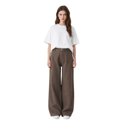 Women's High Waist Non-Stretch Wide Leg Jeans
