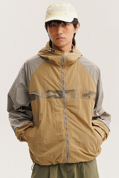Unisex Retro Colorblock Loose Waterproof Windbreaker Jacket