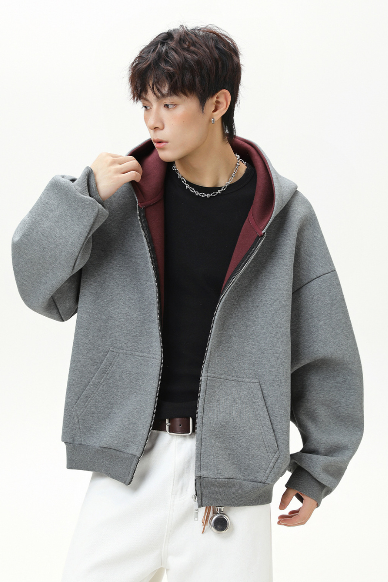 Men's Fall 380g Heavy Contrast Lining Boxy Hoodie