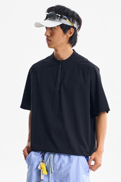 Unisex Half Zip Loose Wicking Cooling Quick Dry Tee