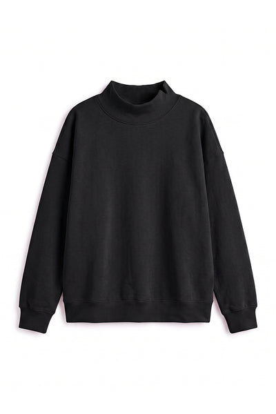 Unisex Fall Clothing Fleece Mock Neck Side Slit Sweatshirt