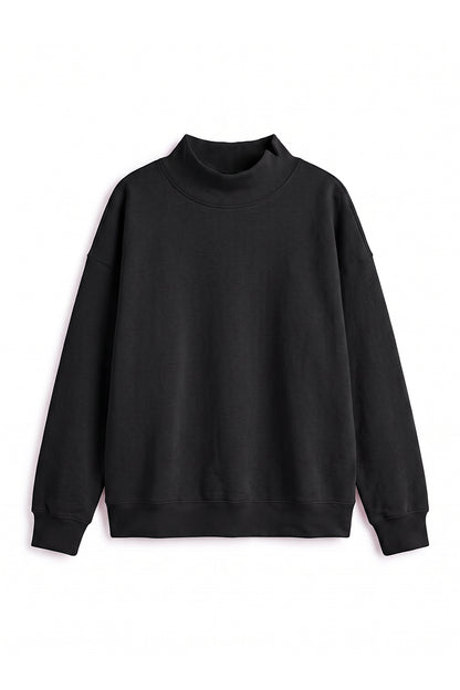 Unisex Fall Fleece Mock Neck Side Slit Sweatshirt
