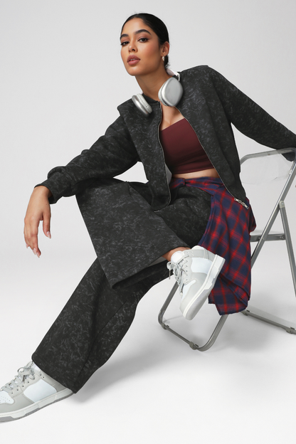 Women's print coat casual pants two-piece set