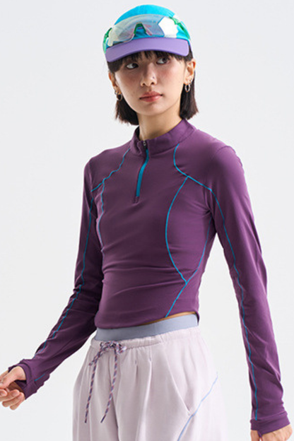 Women's Outdoor Run Quick Dry Long Sleeve Crop Zip Top