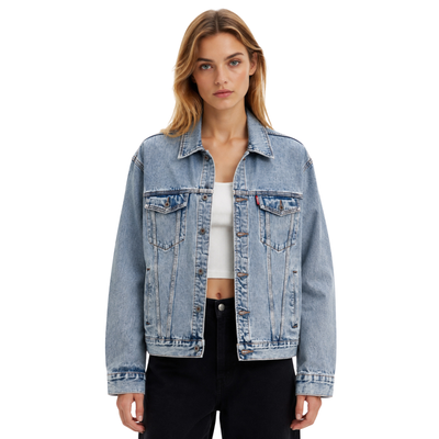 Women's Light Wash Drop Shoulder Denim Jacket