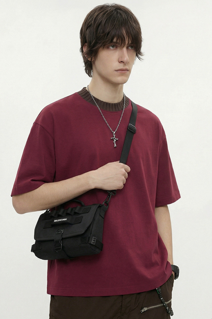 Men's 305g Cotton Colorblock Knit Boxy Crewneck Tee