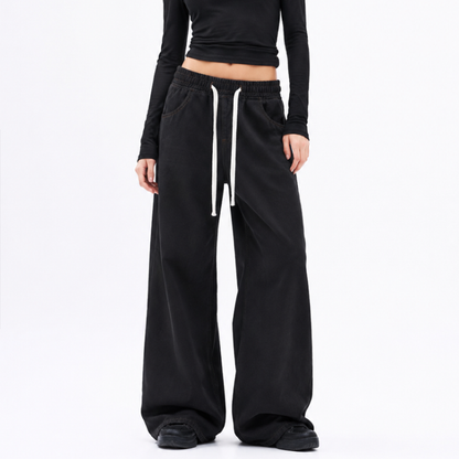 Women's Drawstring Waist Wide Leg Jeans