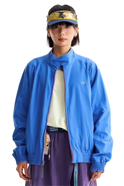 Unisex Retro Plaid StandCollar Loose Reversible Jacket