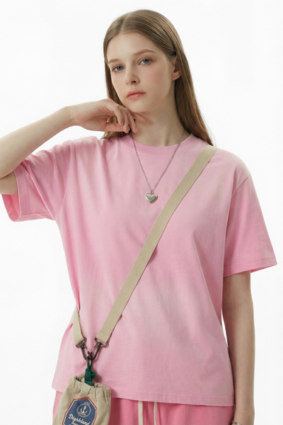 Women's Summer Cotton Washed Spray Fade Oversized Tee
