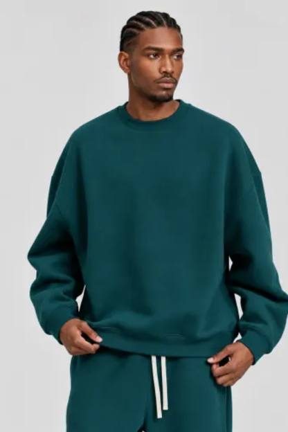 Men's Fall Clothing Fleece Loose Crew Neck Sweatshirt