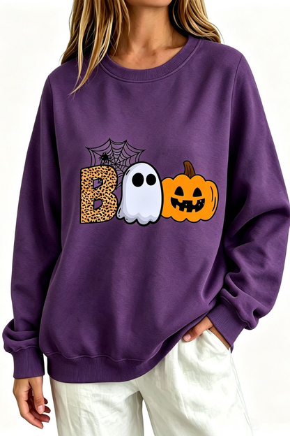 Women Fall Clothing Halloween BOO Ghost Graphic Sweatshirt
