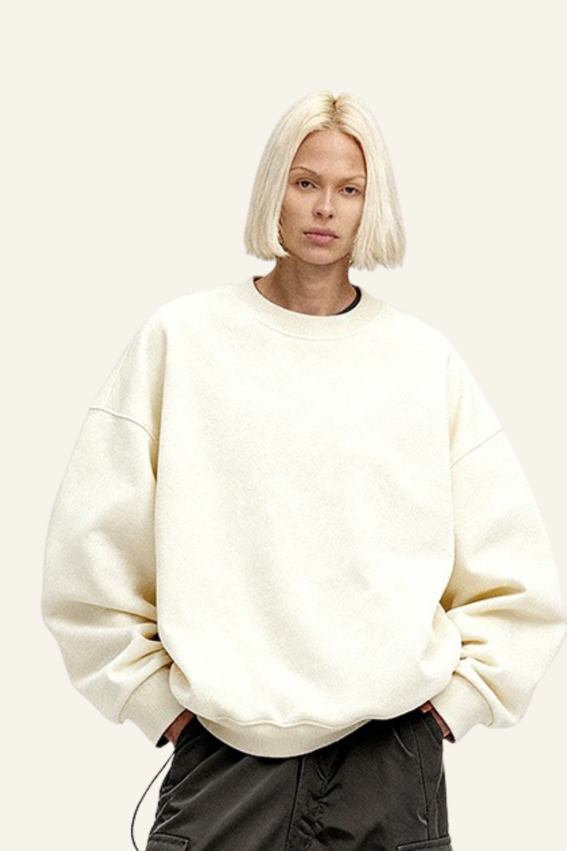 Women's Drop Shoulder Fleece Lined Solid Sweatshirt.