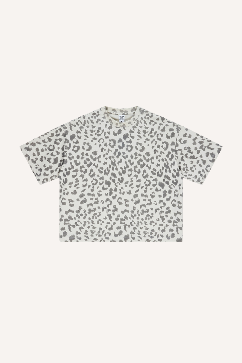Men's Summer Retro Boxy Leopard Crewneck Loose Tee