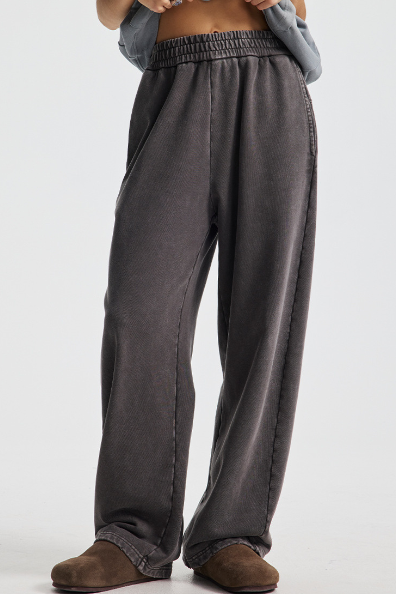 Men's Cotton Streetwear Washed Worn-Out Curved-Blade Pants
