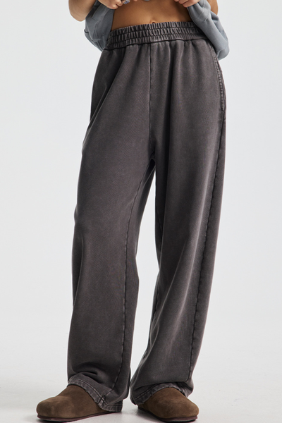 Men's Cotton Streetwear Washed Worn-Out Curved-Blade Pants