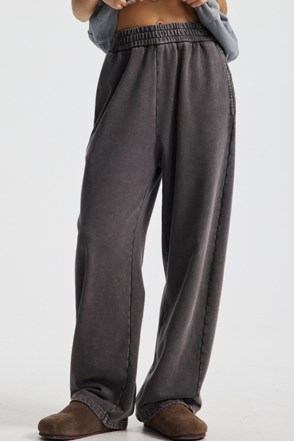 Men's Cotton Streetwear Washed Worn-Out Curved-Blade Pants
