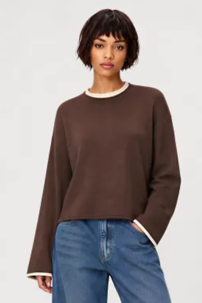 Women Spring Faux Layered Cropped Flare Sleeve Knit Sweater