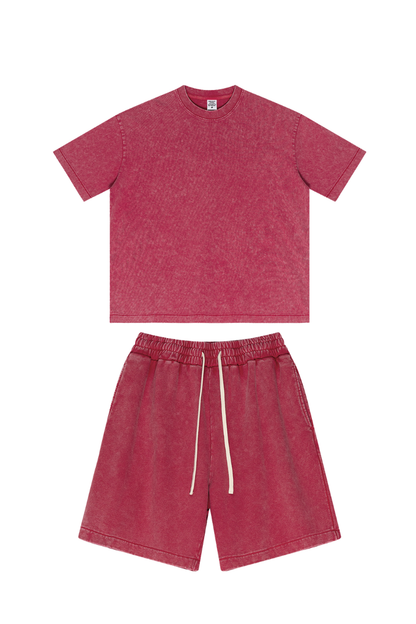 Men's Summer American Street Bright Washed Tee & Shorts Set