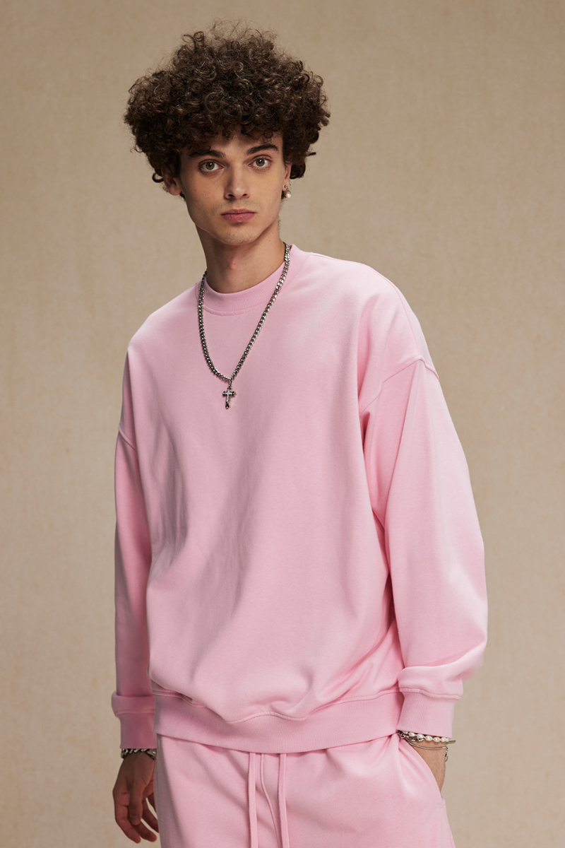 Men's Streetwear Relaxed Drop-Shoulder Solid Pullover