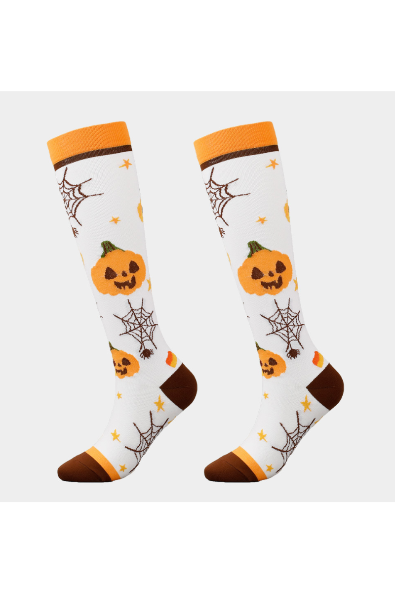 Unisex Fall Halloween Jacquard Knee High Compression Socks