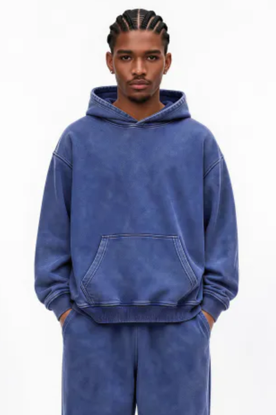 Unisex Fall Heavy Cotton Wax Washed Vintage Pocket Hoodie