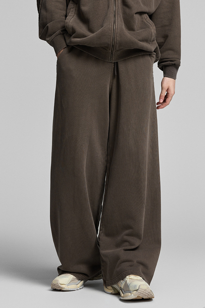 Men's Fall Winter Cotton Webbing Washed Loose Straight Pants