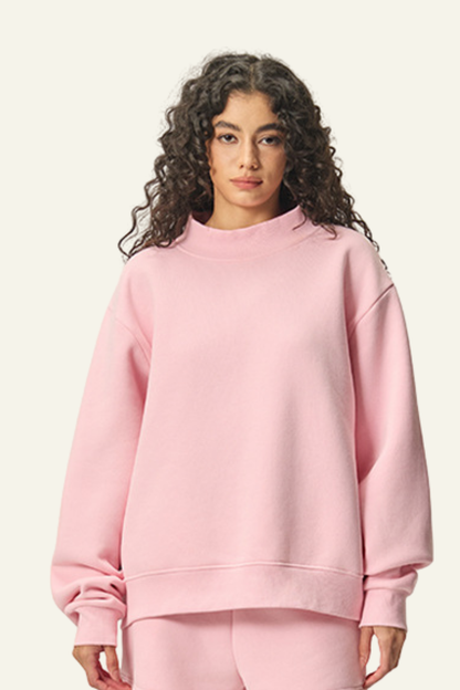 Women's Streetwear Stand-Collar Solid Mock Neck Sweatshirt