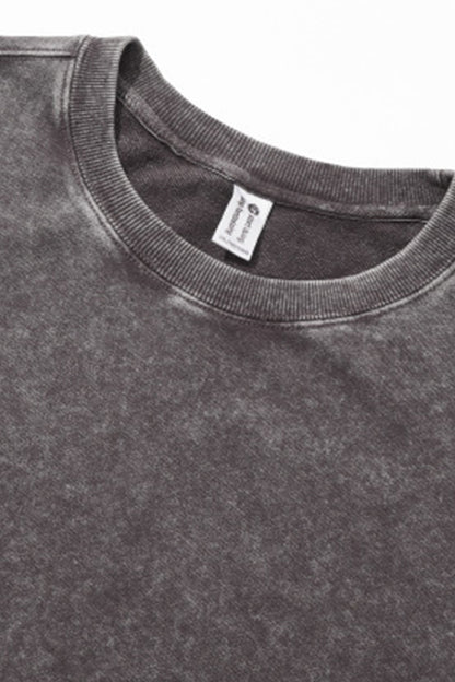 Men Fall Washed Vintage Raglan Crew Neck Sweatshirt