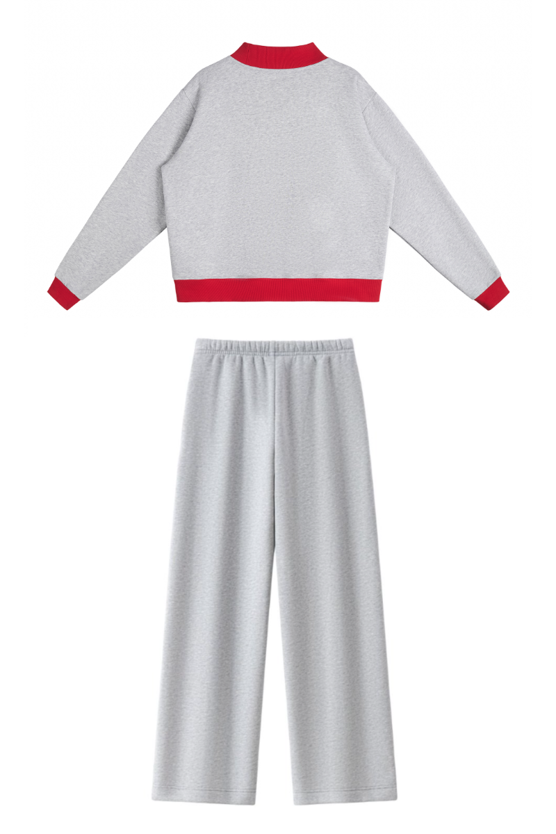 Women Fall Mock Neck Sweatshirt Wide Leg Pants Set