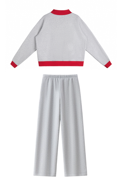 Women Fall Mock Neck Sweatshirt Wide Leg Pants Set