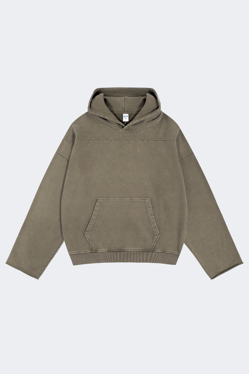 Women's Cotton Streetwear Washed Drop-Shoulder Hoodie