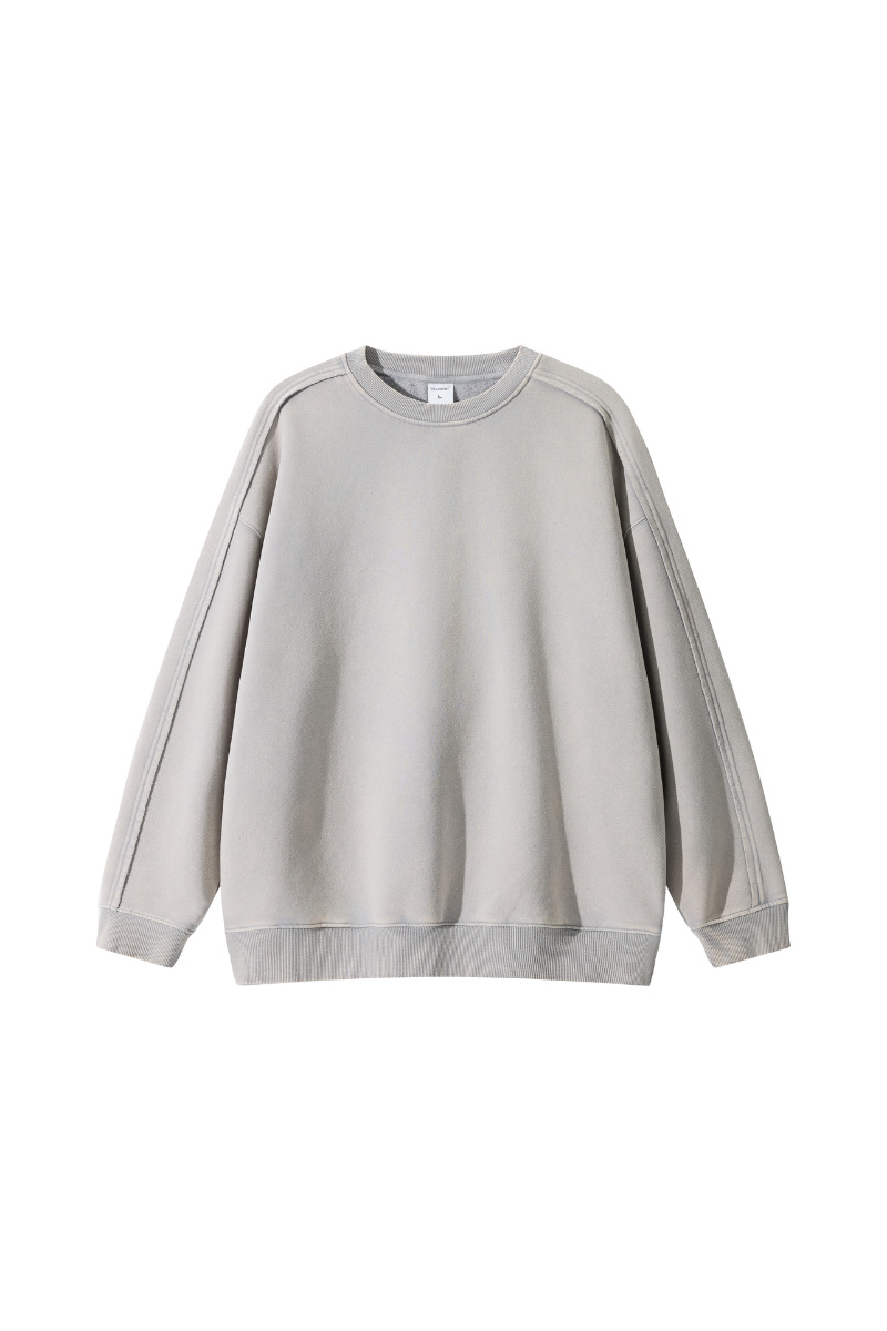 Men Fall Clothing Vintage Wax-Dyed Boxy Crew Sweatshirt