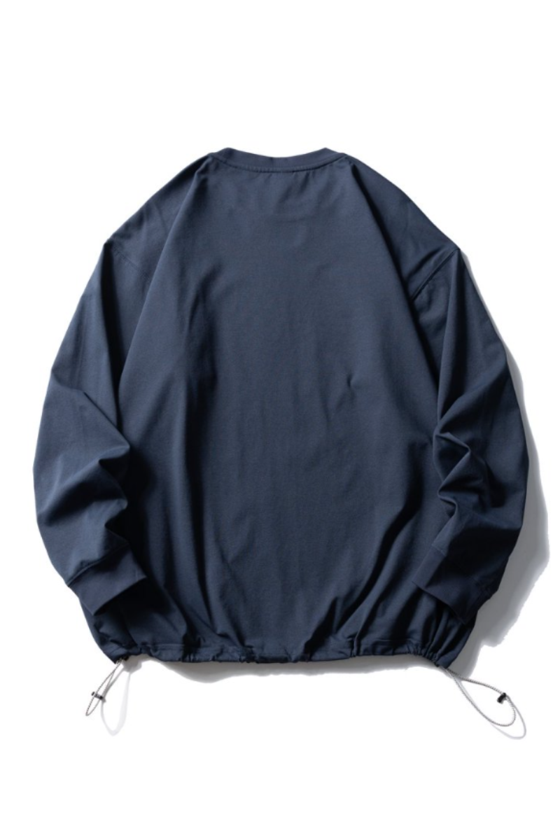 Men's Spring Drawstring-Hem Relaxed Long-Sleeve T-Shirt