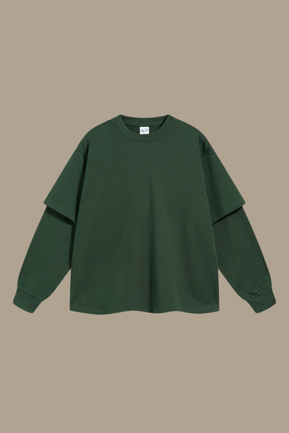 Men's Cotton Patchwork Faux Two-Piece Sweatshirt