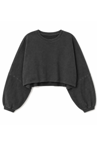 Women Spring Lightweight Cropped Batwing Long Sleeve Top