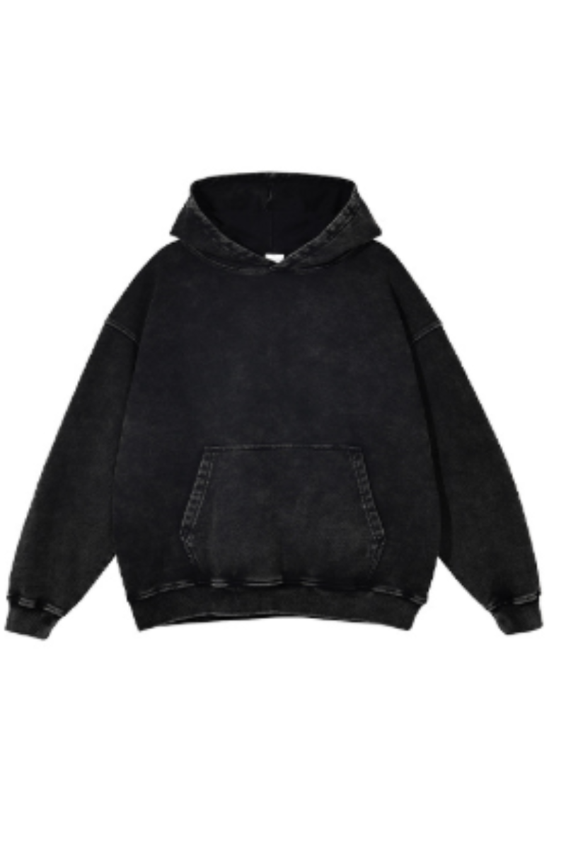 Unisex Fall 100% Cotton Wax Washed Vintage Pocket Hoodie
