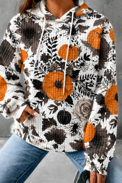 Unisex Fall Clothing Halloween Waffle Knit Graphic Hoodie