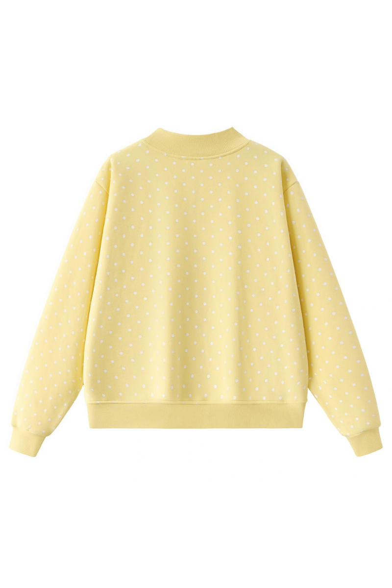 Women's Cozy Fleece Mock Neck Polka Dot Sweatshirt