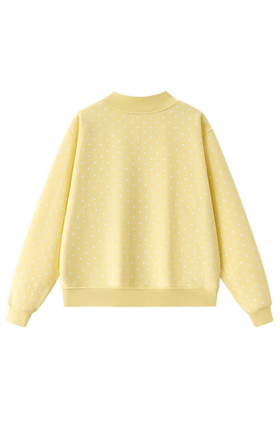 Women's Cozy Fleece Mock Neck Polka Dot Sweatshirt