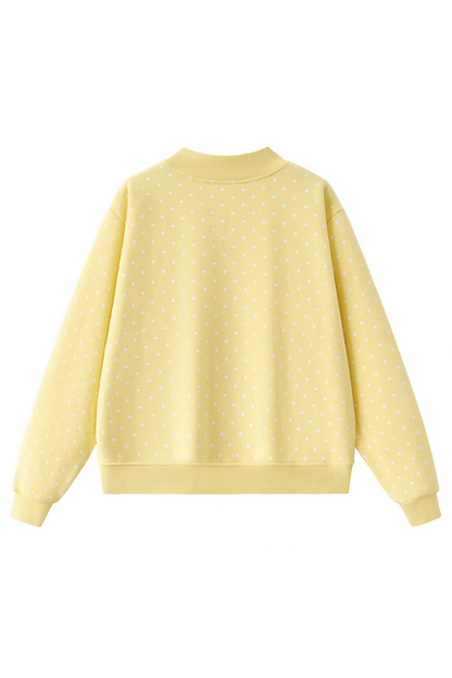 Women's Cozy Fleece Mock Neck Polka Dot Sweatshirt